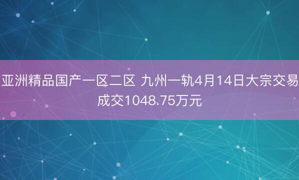亚洲精品国产一区二区 九州一轨4月14日大宗交易成交1048.75万元