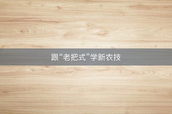 跟“老把式”学新农技