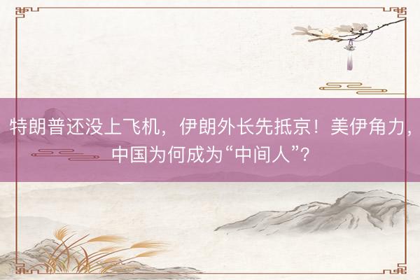 特朗普还没上飞机，伊朗外长先抵京！美伊角力，中国为何成为“中间人”？