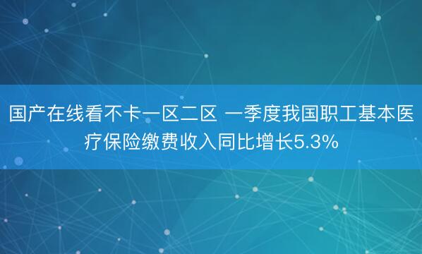 国产在线看不卡一区二区 一季度我国职工基本医疗保险缴费收入同比增长5.3%
