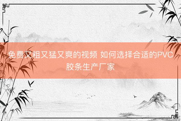 免费又粗又猛又爽的视频 如何选择合适的PVC胶条生产厂家