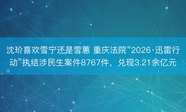 沈玠喜欢雪宁还是雪蕙 重庆法院“2026·迅雷行动”执结涉民生案件8767件，兑现3.21余亿元