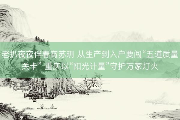 老扒夜夜伴春宵苏玥 从生产到入户要闯“五道质量关卡” 重庆以“阳光计量”守护万家灯火