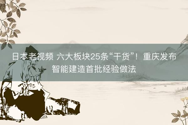 日本老视频 六大板块25条“干货”！重庆发布智能建造首批经验做法