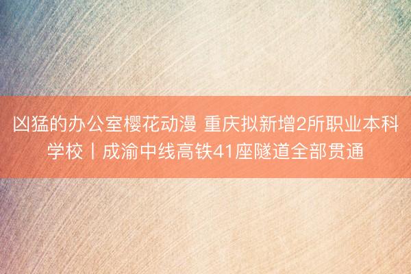 凶猛的办公室樱花动漫 重庆拟新增2所职业本科学校丨成渝中线高铁41座隧道全部贯通