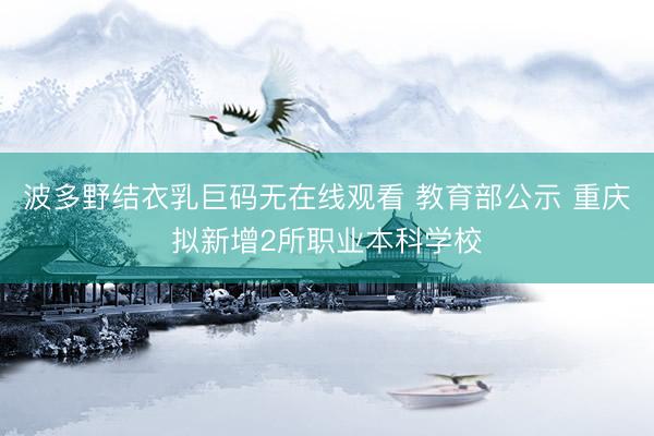 波多野结衣乳巨码无在线观看 教育部公示 重庆拟新增2所职业本科学校