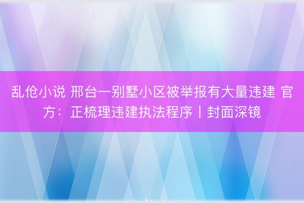乱伧小说 邢台一别墅小区被举报有大量违建 官方：正梳理违建执法程序丨封面深镜