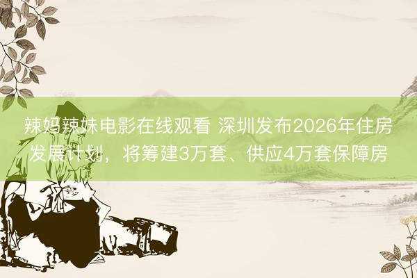 辣妈辣妹电影在线观看 深圳发布2026年住房发展计划，将筹建3万套、供应4万套保障房