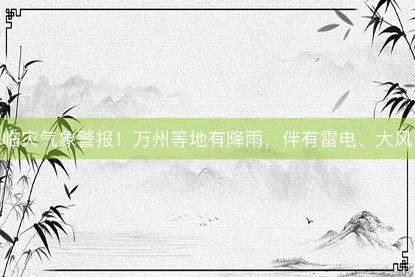 临灾气象警报！万州等地有降雨，伴有雷电、大风
