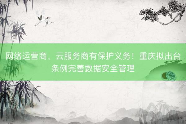 网络运营商、云服务商有保护义务！重庆拟出台条例完善数据安全管理