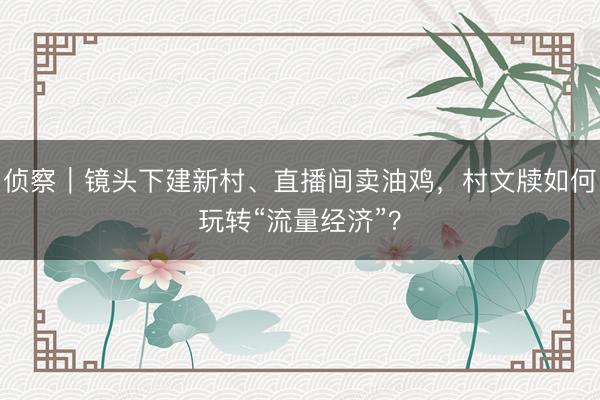 侦察｜镜头下建新村、直播间卖油鸡，村文牍如何玩转“流量经济”？