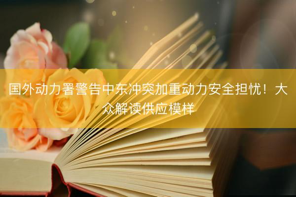 国外动力署警告中东冲突加重动力安全担忧！大众解读供应模样