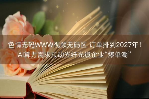 色情无码WWW视频无码区 订单排到2027年！AI算力需求拉动光纤光缆企业“爆单潮”