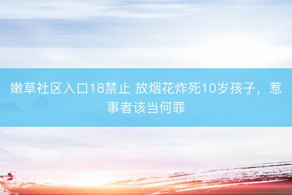 嫩草社区入口18禁止 放烟花炸死10岁孩子，惹事者该当何罪