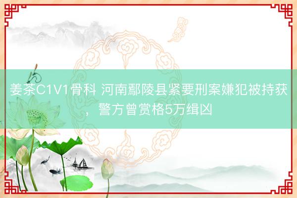 姜茶C1V1骨科 河南鄢陵县紧要刑案嫌犯被持获，警方曾赏格5万缉凶