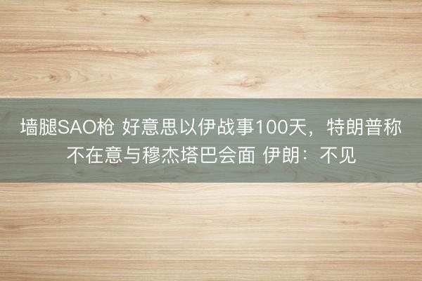墙腿SAO枪 好意思以伊战事100天，特朗普称不在意与穆杰塔巴会面 伊朗：不见