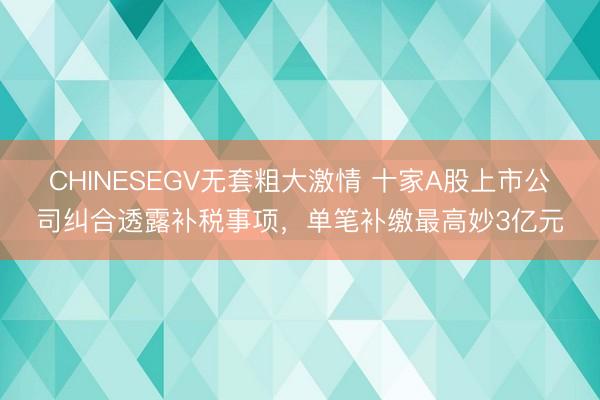CHINESEGV无套粗大激情 十家A股上市公司纠合透露补税事项，单笔补缴最高妙3亿元