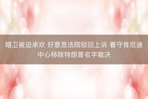 暗卫被迫承欢 好意思法院驳回上诉 看守肯尼迪中心移除特朗普名字裁决