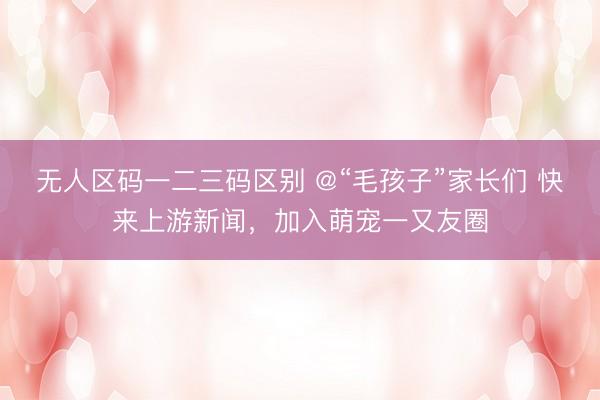 无人区码一二三码区别 @“毛孩子”家长们 快来上游新闻，加入萌宠一又友圈